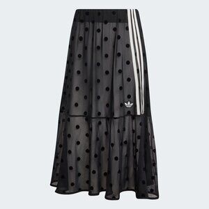 Adidas Black Sheer Midi Skirt with Polka Dots  NWT